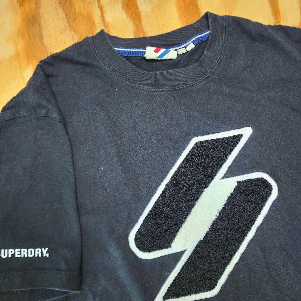 Superdry Code SL Chenille Tee Knit T Shirt Medium Navy Blue